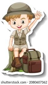 A sticker template of boy cartoon character illustration