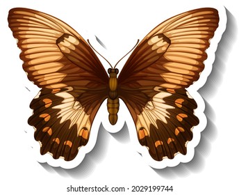 A sticker template with butterfly or moth isolated illustration