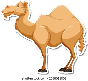 Una plantilla de pegatinas de la ilustración de los personajes de dibujos animados de camellos