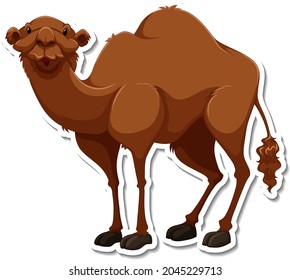 A sticker template of camel cartoon character illustration