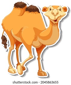 A sticker template of camel cartoon character illustration