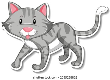 A sticker template of cat cartoon character illustration