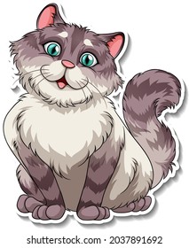 A sticker template of cat cartoon character illustration