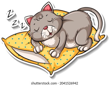 A sticker template of cat cartoon character illustration