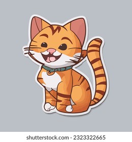 sticker template of cat cartoon character