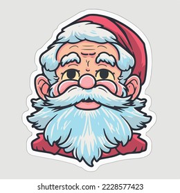 Sticker template with christmas santa, xmas Santa stickers isolated decoration. Multicolor