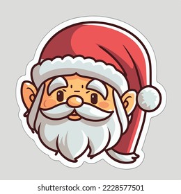 Sticker template with christmas santa, xmas Santa stickers collection. Winter holidays