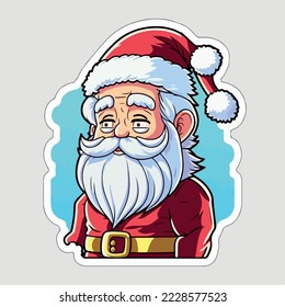 Sticker template with christmas santa, xmas Santa stickers elements. Winter holidays