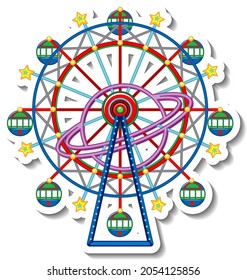 Sticker template with Circus Ferris Wheel isolated illustration