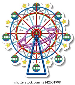 Sticker template with Circus Ferris Wheel isolated illustration