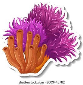 A sticker template with Coral sea element isolated illustration