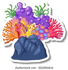 A sticker template with Coral sea element isolated illustration