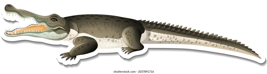 A sticker template of crocodile cartoon character illustration