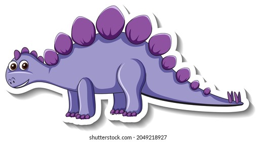 A sticker template with cute dinosaur cartoon character isolated illustration