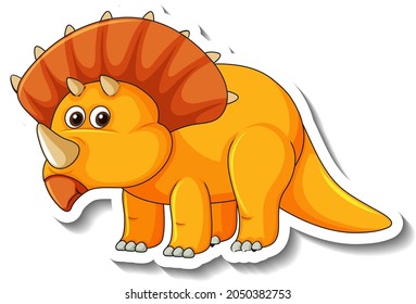 A sticker template with cute dinosaur cartoon character isolated illustration