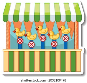 Sticker template with Dart game store front isolated illustration