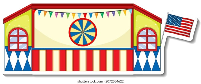 Sticker template with dart game wall isolated illustration