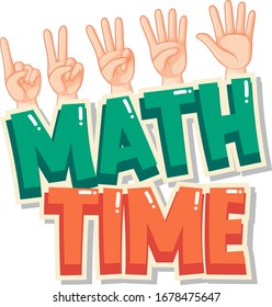 Sticker template design for math time with counting by hand illustration