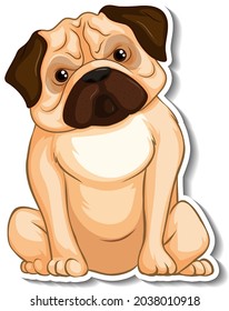 A sticker template of dog cartoon character illustration
