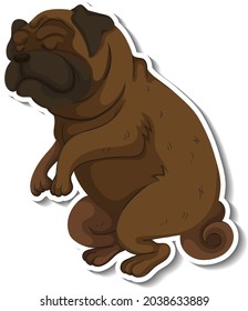 A sticker template of dog cartoon character illustration