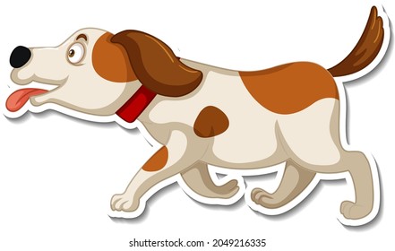 A sticker template of dog cartoon character illustration