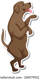 A sticker template of dog cartoon character illustration