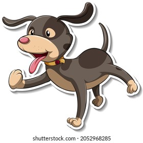 A sticker template of dog cartoon character illustration