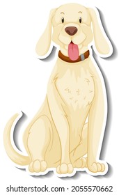 A sticker template of dog cartoon character illustration