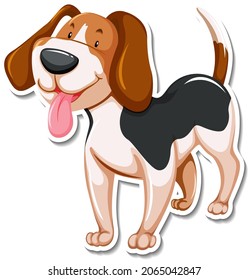 A sticker template of dog cartoon character illustration