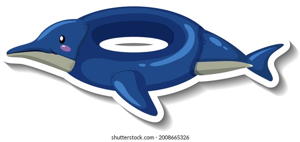 A sticker template with dolphin shaped swimming ring illustration