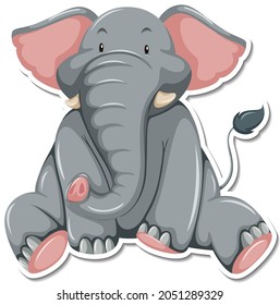 A sticker template of elephant cartoon character illustration