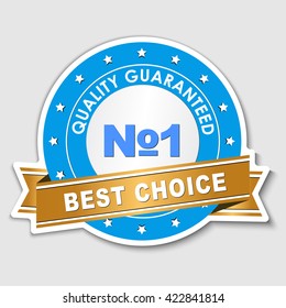 Sticker Template, emblems gold ribbon with number 1 for a better product or content.  mark of quality. Vector illustration

