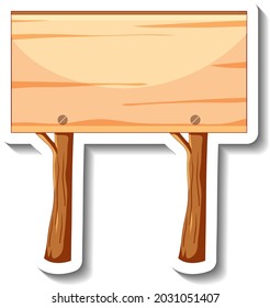 A sticker template with empty wooden sign isolated illustration