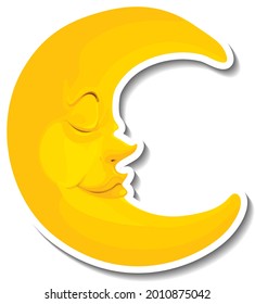 Sticker template with the face moon isolated illustration