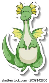 Sticker template with fantasy dragon cartoon character illustration