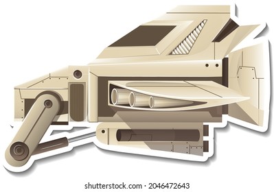 A sticker template with a fighter aircraft isolated illustration