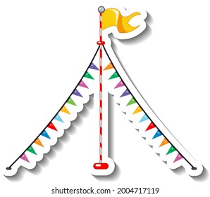 Sticker template with flag decorations for fun fair isolated illustration