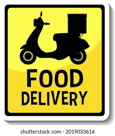 A sticker template with Food Delivery banner isolated illustration
