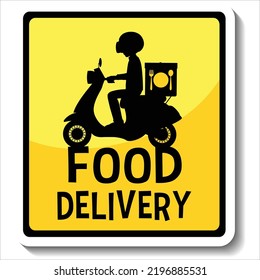 Sticker template with food delivery banner isolated. Food delivery vector
