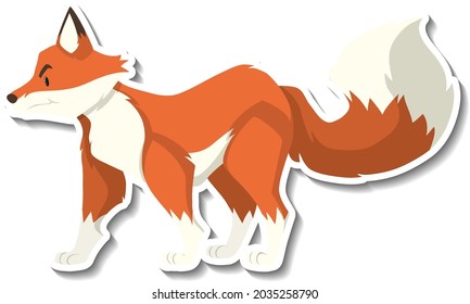 A sticker template of fox cartoon character illustration