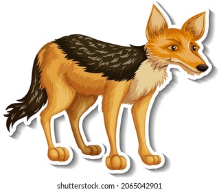 A sticker template of fox cartoon character illustration