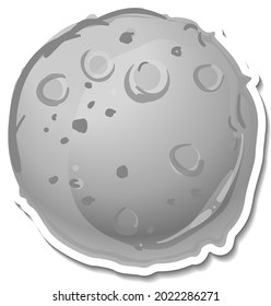 Una plantilla de sticker con luna llena en forma de caricatura ilustración aislada
