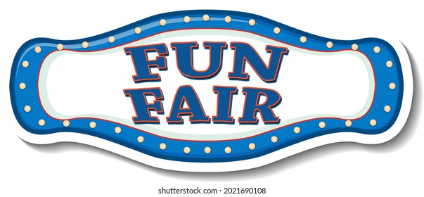 Sticker template with Funfair banner isolated illustration