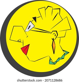 sticker template funny woman drawing