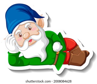A sticker template with garden gnome or dwarf cartoon chracter illustration