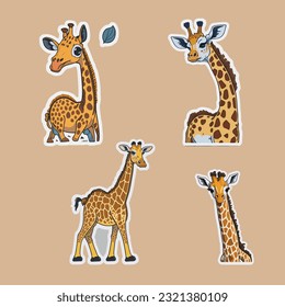 The sticker template of giraffe cartoon character svg