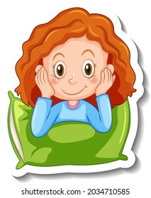 Sticker template with a girl smiling isolated illustration