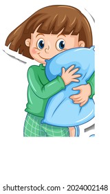 Sticker template with a girl wearing pajamas isolated illustration