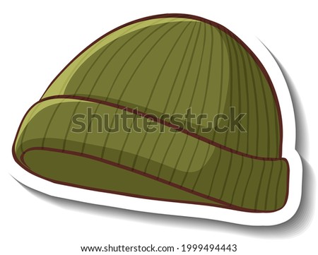 A sticker template with a green beanie hat isolated illustration