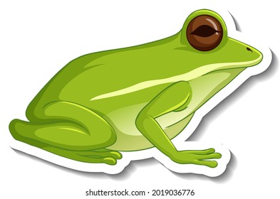 A sticker template with a green frog isolated illustration